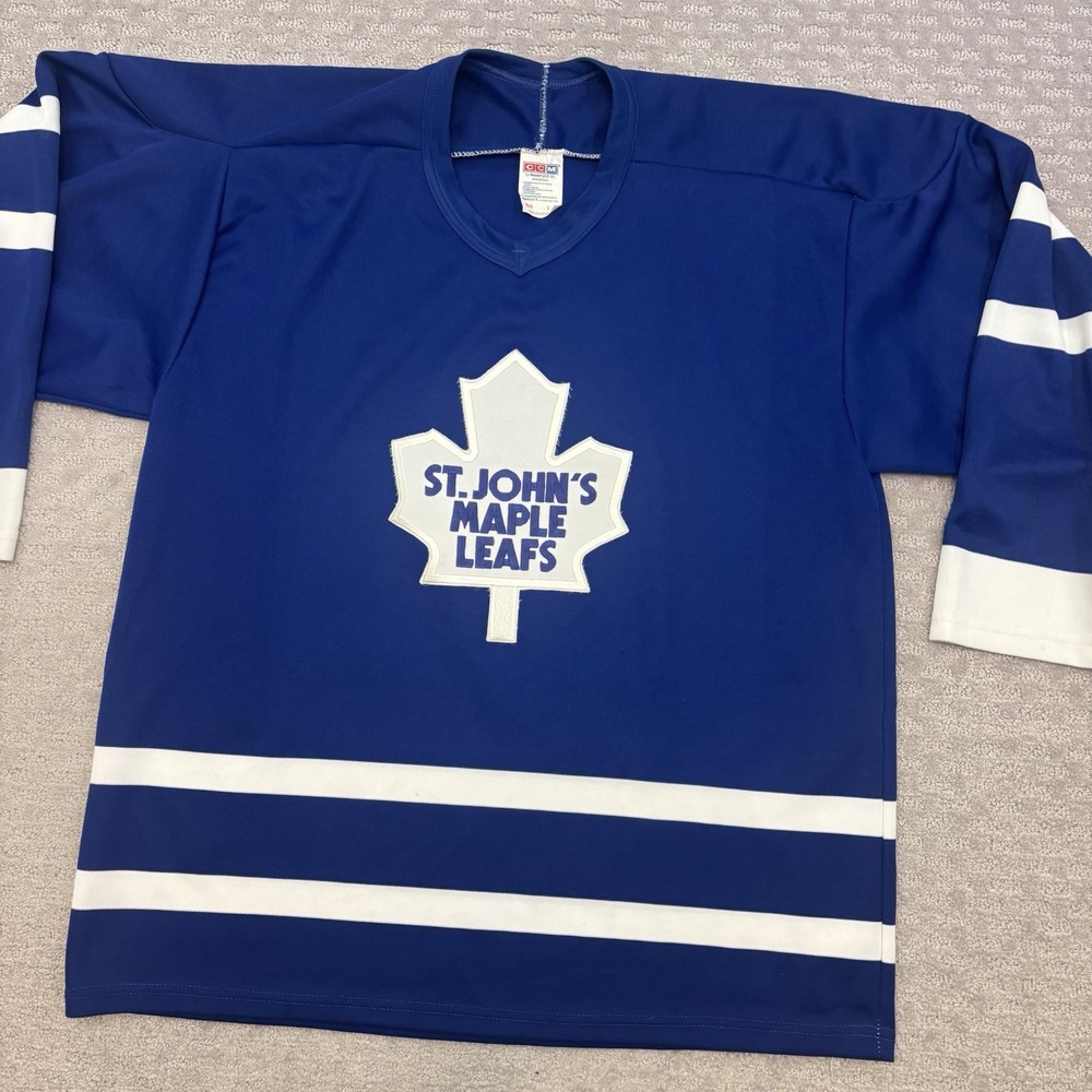 Vintage  St. John's Maple Leafs AHL CCM Maska Hockey Jersey Sz L